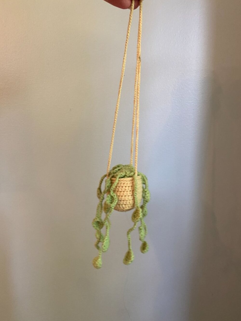 Car Hanging String Of Pearls Crochet Plant Decor Handmade Boho Style Beige & Gre